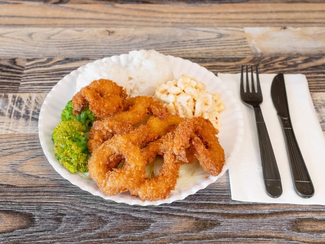 53. Crispy Breaded Shrimps With Mixed Vegetables.