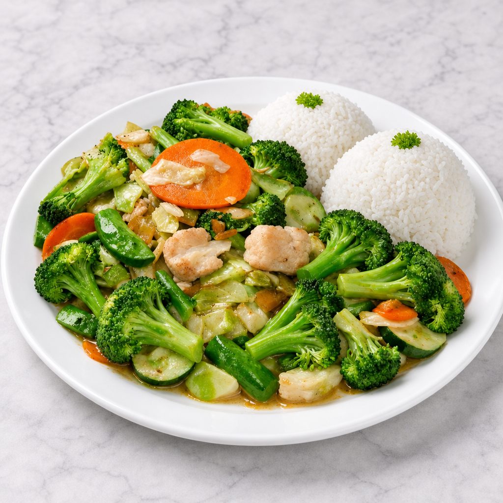 Garlic Sautéed Mixed Veg (Lunch & Dinner).