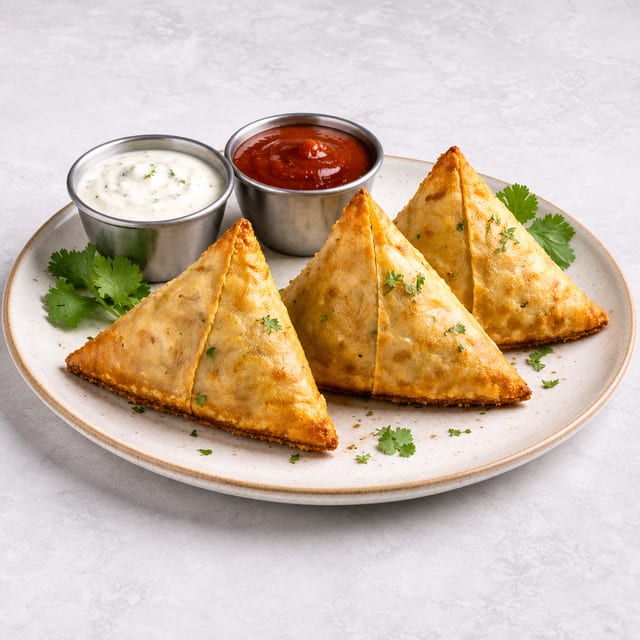 3.Samosa (3pcs) With Veg Curry.