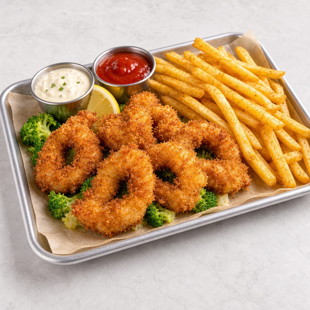 4.Fried Shrimps With French Fries.
